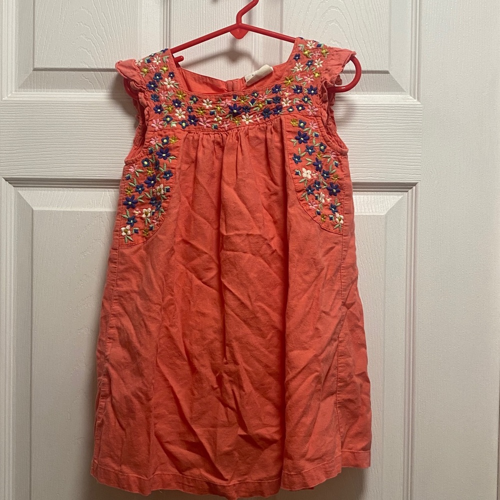 Mini boden Coral Embroidered Sleeveless Dress